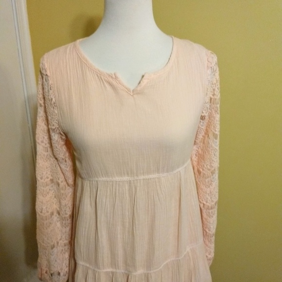 Boutique crochet blush gauze cotton dress NWOT *D1 - Picture 8 of 8